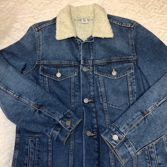 longline sherpa denim jacket